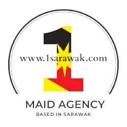 1 Sarawak Maid Agency logo with bold “1” in red, yellow, black, and tagline “Maid Agency Based in Sarawak.”
